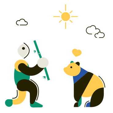 Panda and bamboo PNG, SVG