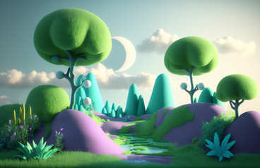 3D fantasy forest background PNG, SVG