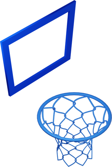 Blue basketball hoop turned to the right PNG, SVG