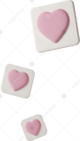3D floating pink hearts  Illustration in PNG, SVG