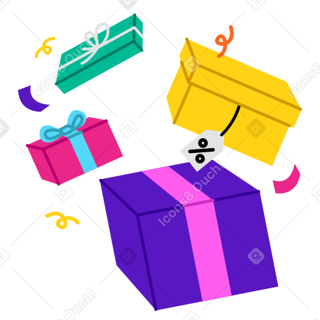 Gifts and special offers on holiday sale animated illustration in GIF, Lottie (JSON), AE