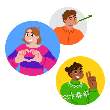 Ilustración animada de Avatares de jóvenes felices. en GIF, Lottie (JSON), AE