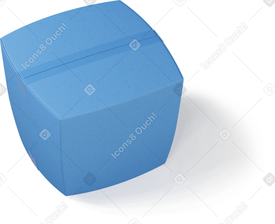 3D Top view of a blue closed box turned left PNG, SVG