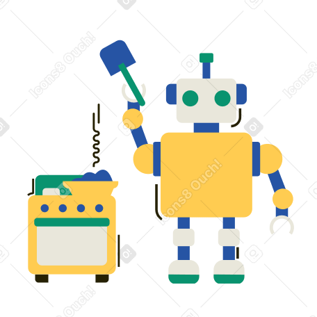 Robot cook Illustration in PNG, SVG