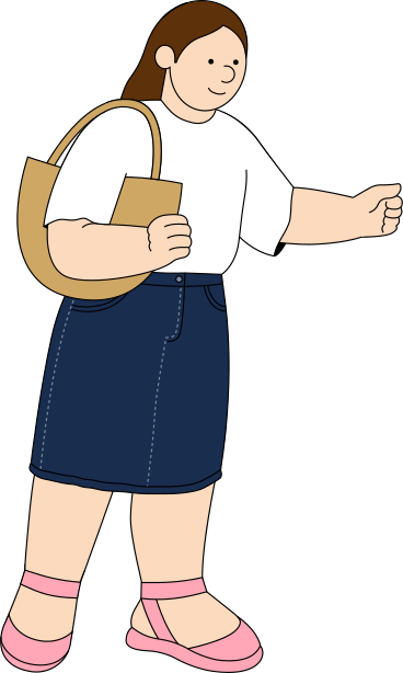 Giovane donna con una borsa PNG, SVG