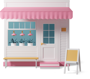 Shop facade with awning and chalkboard PNG, SVG