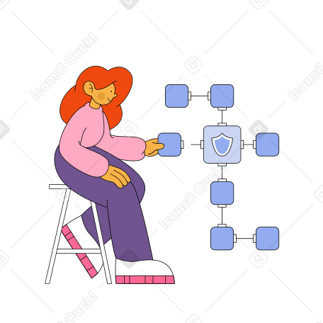 Woman is building a blockchain PNG, SVG