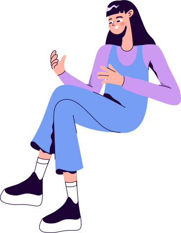 sitting girl with something in her hands PNG, SVG