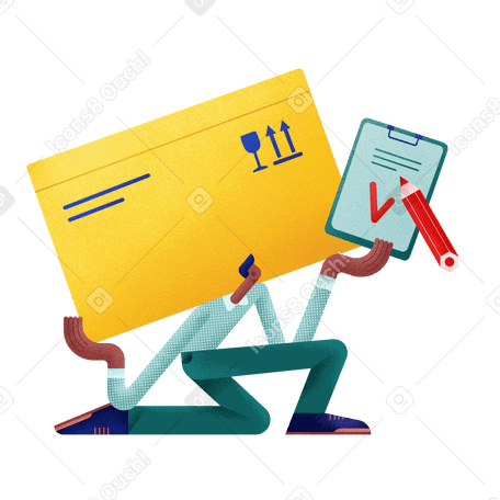 Man delivers a large box with an order Illustration in PNG, SVG