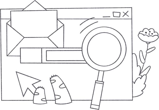 searching for information on the internet with a magnifying glass в PNG, SVG