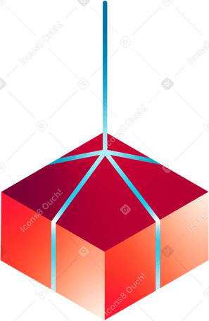 Изометрическая коробка с лентой в PNG, SVG