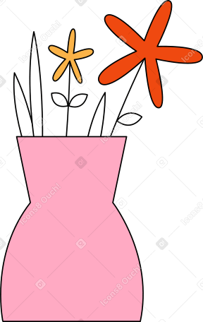 pink vase with flowers Illustration in PNG, SVG