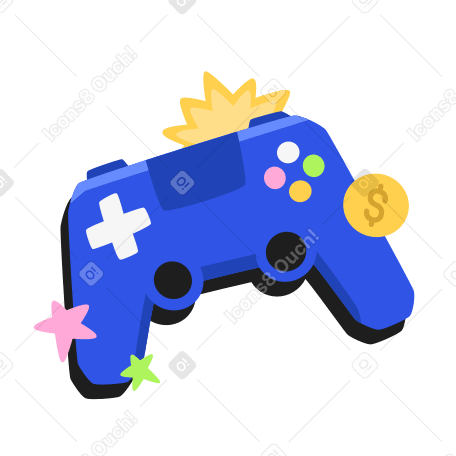 Gamepad, stars and coin PNG, SVG