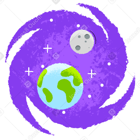 Illustration Terre et lune aux formats PNG, SVG
