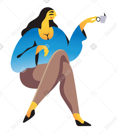 The woman with the cup Illustration in PNG, SVG