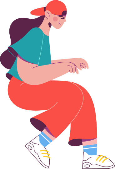 girl in a cap typing something PNG, SVG