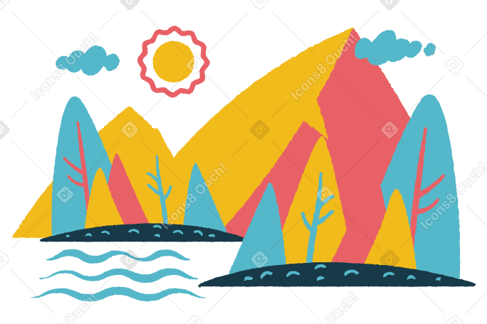 Forest and mountain background Illustration in PNG, SVG