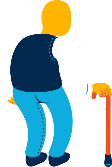 Chubby old man standing back PNG、SVG
