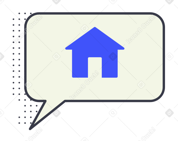Chat bubble with house animated illustration in GIF, Lottie (JSON), AE