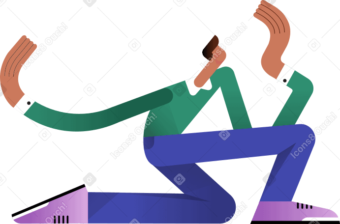 man sits on his knee and holds something Illustration in PNG, SVG