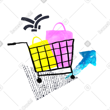 Shopping cart with gift bags inside PNG, SVG