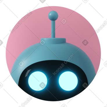 Chatbot head in the round speech bubble动态插图，格式有GIF、Lottie (JSON)、AE