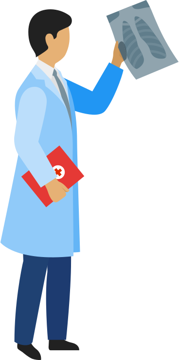 Médico com imagem de raio-x e cartão do paciente PNG, SVG