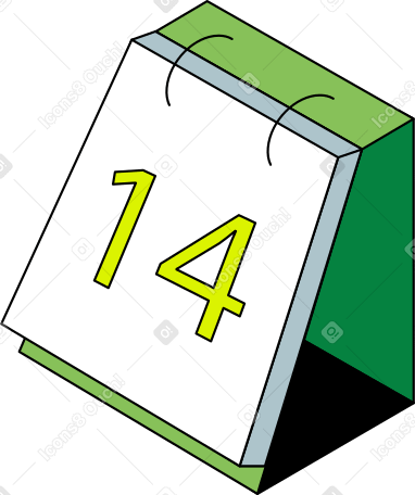 calendar with the number fourteen Illustration in PNG, SVG