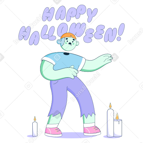 Happy Halloween lettering with zombie PNG, SVG