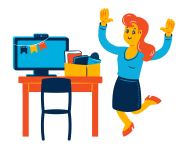 Woman is happy to get a new job PNG, SVG