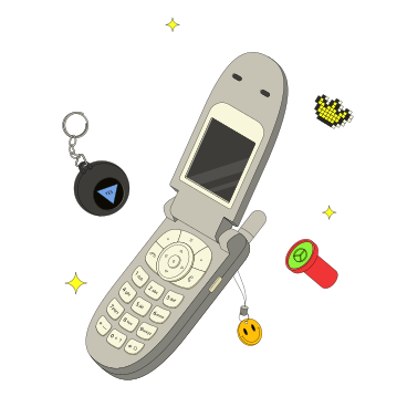 Flip phone and a magic ball PNG, SVG