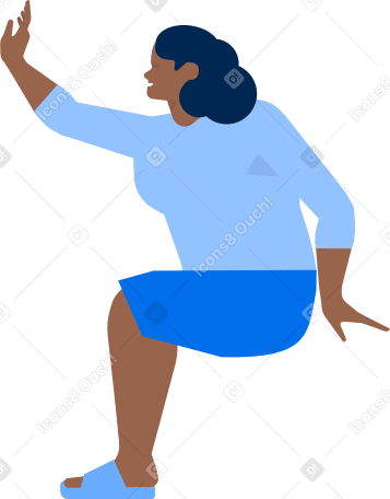 woman sitting and raising a hand in high five side view PNG, SVG
