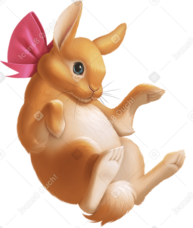 rabbit with bow PNG, SVG