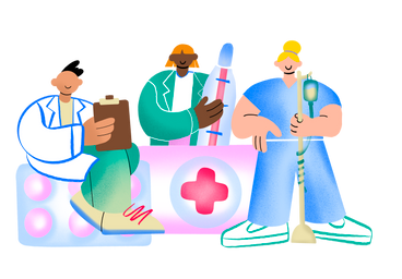 Doctors and nurses with attributes PNG, SVG