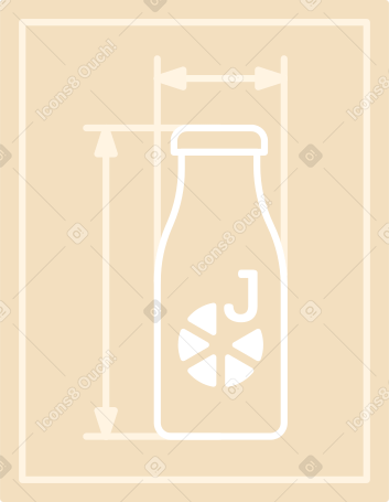 Diagrama de garrafa com dimensões PNG, SVG