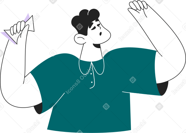 half of a man with his hands up and banknotes Illustration in PNG, SVG