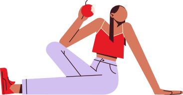Giovane donna con una mela PNG, SVG