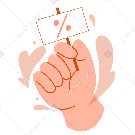 Рука держит знак продажи пальцами в PNG, SVG
