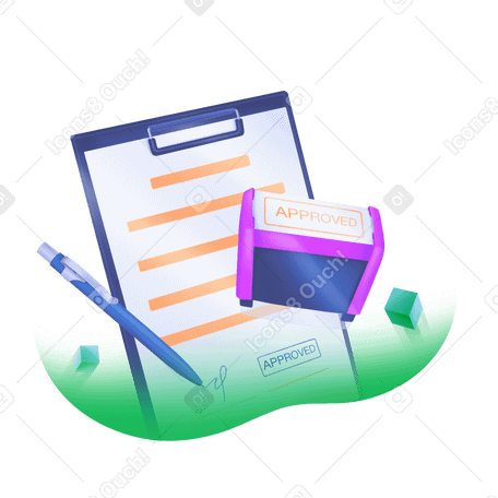 Approved and signed contract on clipboard PNG, SVG