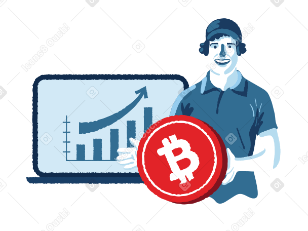 Bitcoin is growing Illustration in PNG, SVG