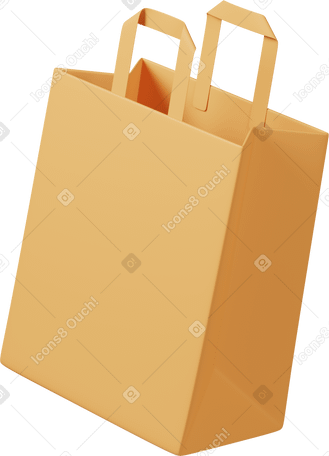 3D yellow paper bag PNG、SVG