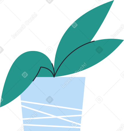 plant in striped pot Illustration in PNG, SVG
