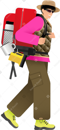 young man with a backpack PNG、SVG