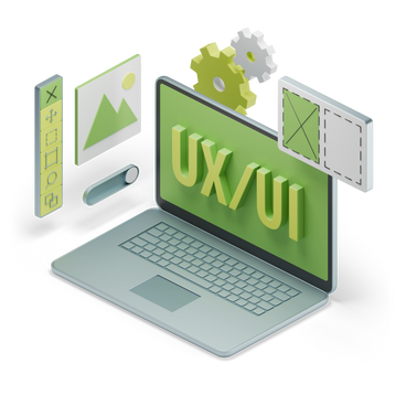 Lettering ux slash ui in laptop with web design application text PNG, SVG