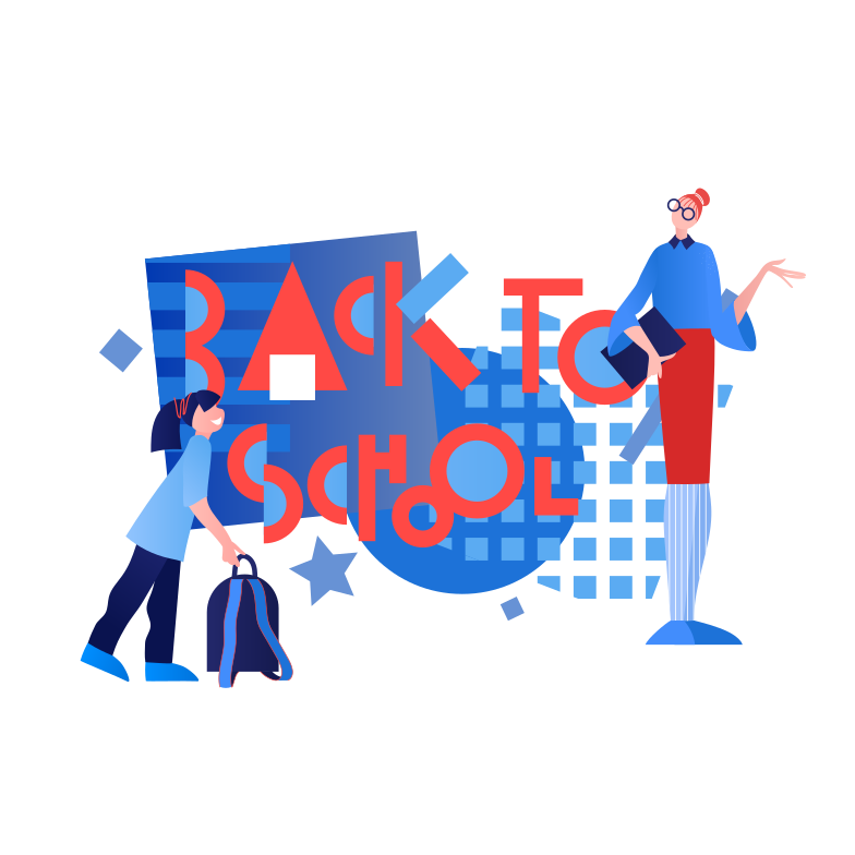 Teacher and student are back to school Clipart illustration in PNG, SVG