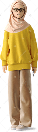 3D young woman in hijab with phone в PNG, SVG