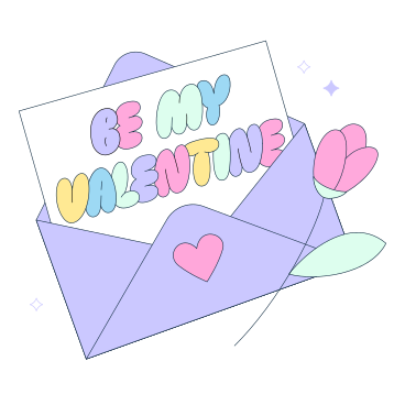 Text „be my valentine“-schriftzug im umschlag mit herz und blume PNG, SVG