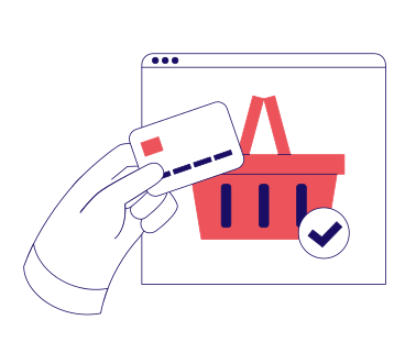 Paying for online purchases by card animated illustration in GIF, Lottie (JSON), AE