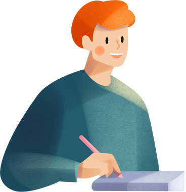 young man writing in a notebook PNG, SVG