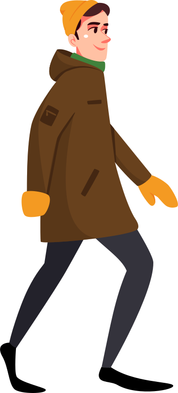 walking man in coat PNG, SVG